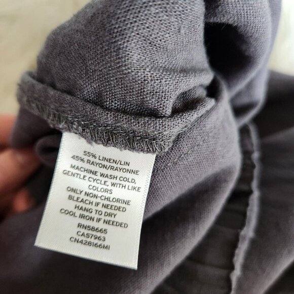 Caslon Linen Pants Womans Sz Small Pockets Pull On Drawstring Gray Wide Leg - Picture 13 of 14